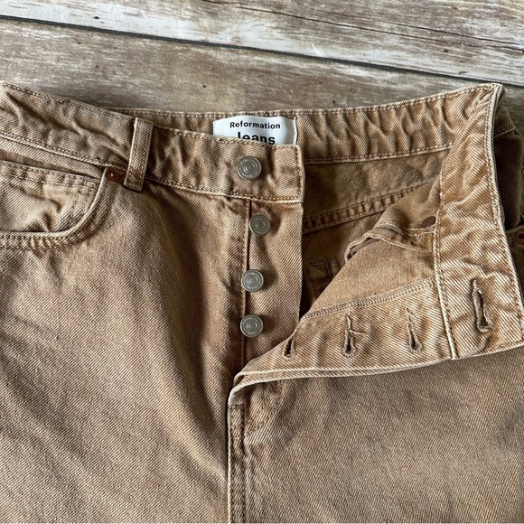 New NWOT Reformation Cynthia High Rise Straight Jeans Vintage Marzipan - Picture 10 of 14